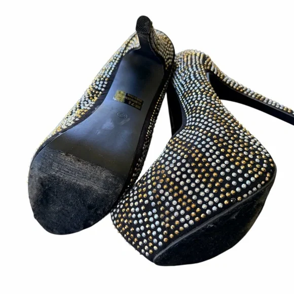 Breckelle’s Woman’s Black Studded Platform Pumps Crystal Stilettos Size 7 1/2 - Picture 4 of 10